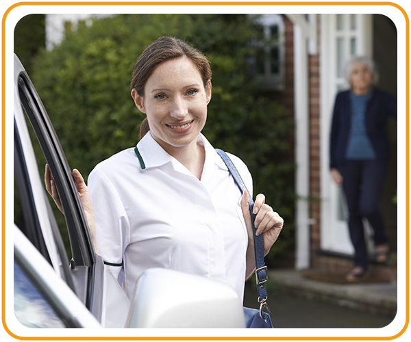 caregiver arriving at patient's home