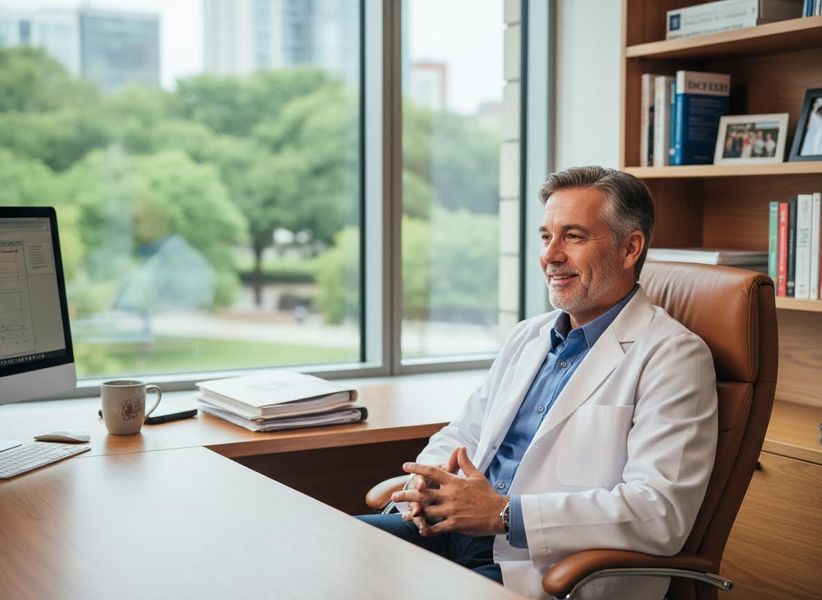 doctor sitting in his office