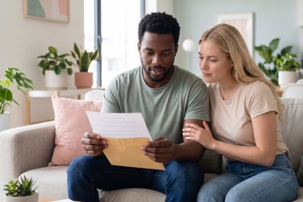 Two partners are reading a letter