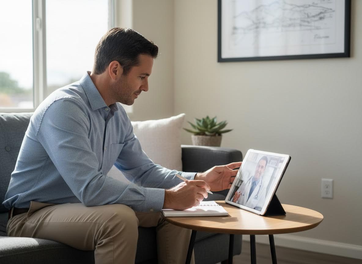 Man having a virtual medical consultation
