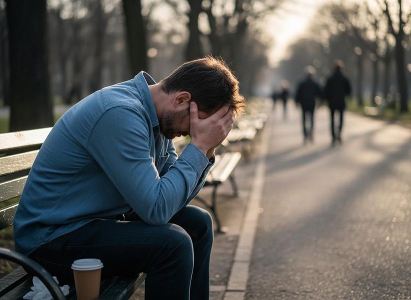 a man looking ashamed
