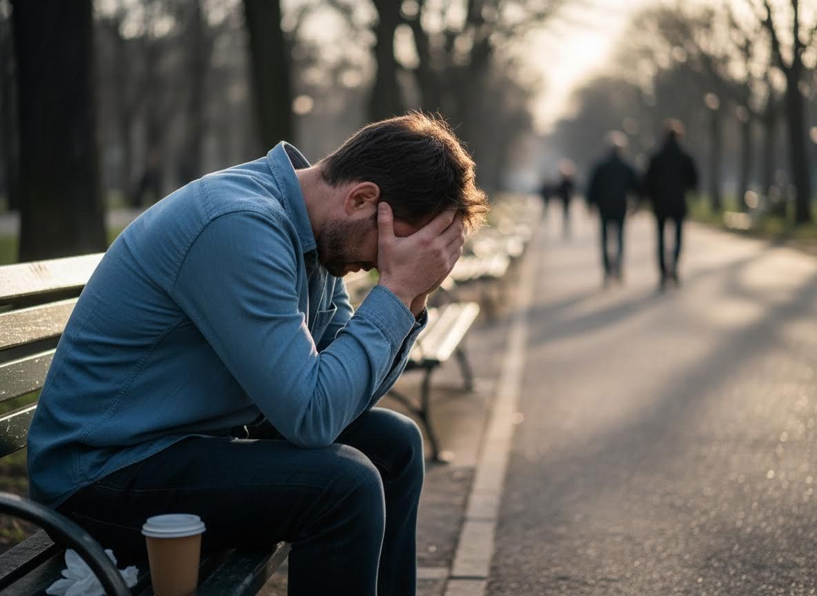 a man looking ashamed