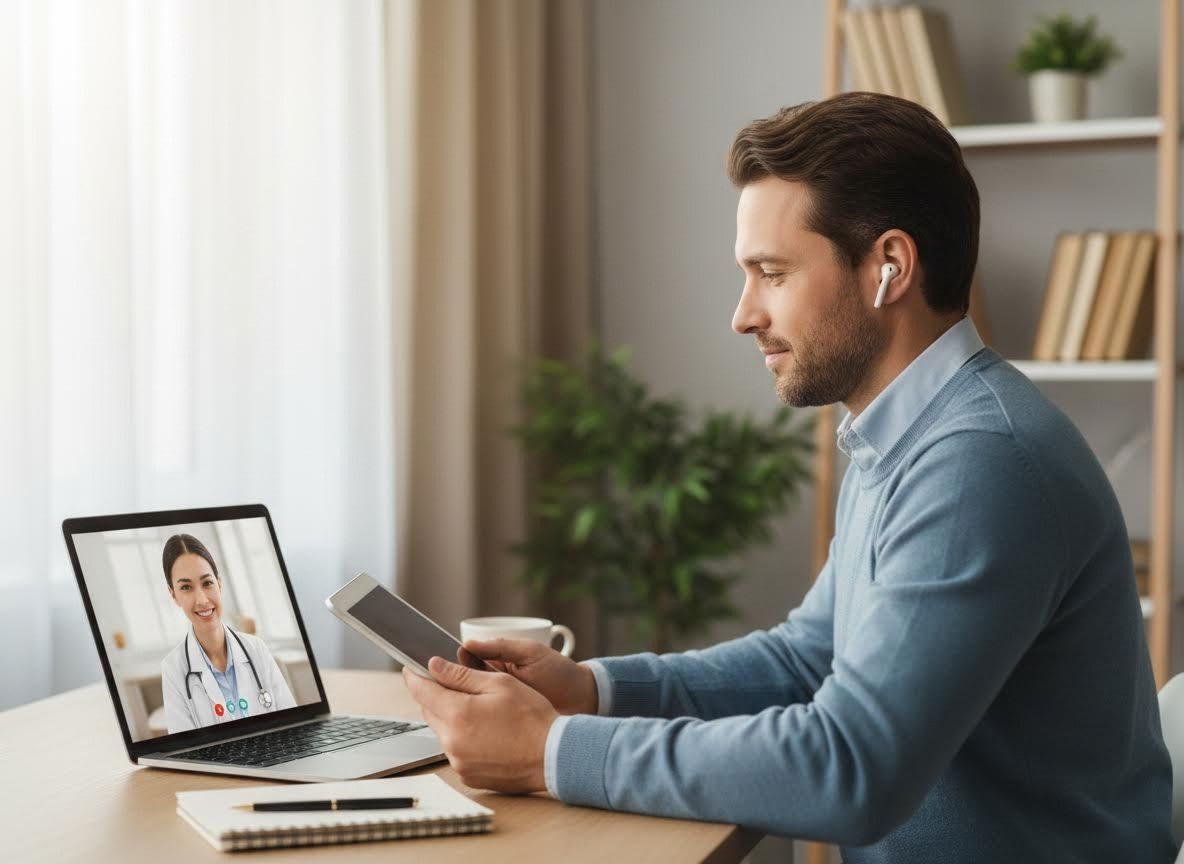 Man on a virtual doctor consultation