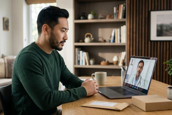 A man taking a telehealth call