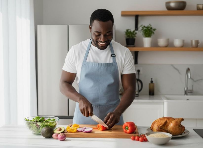 man making a healthy meal