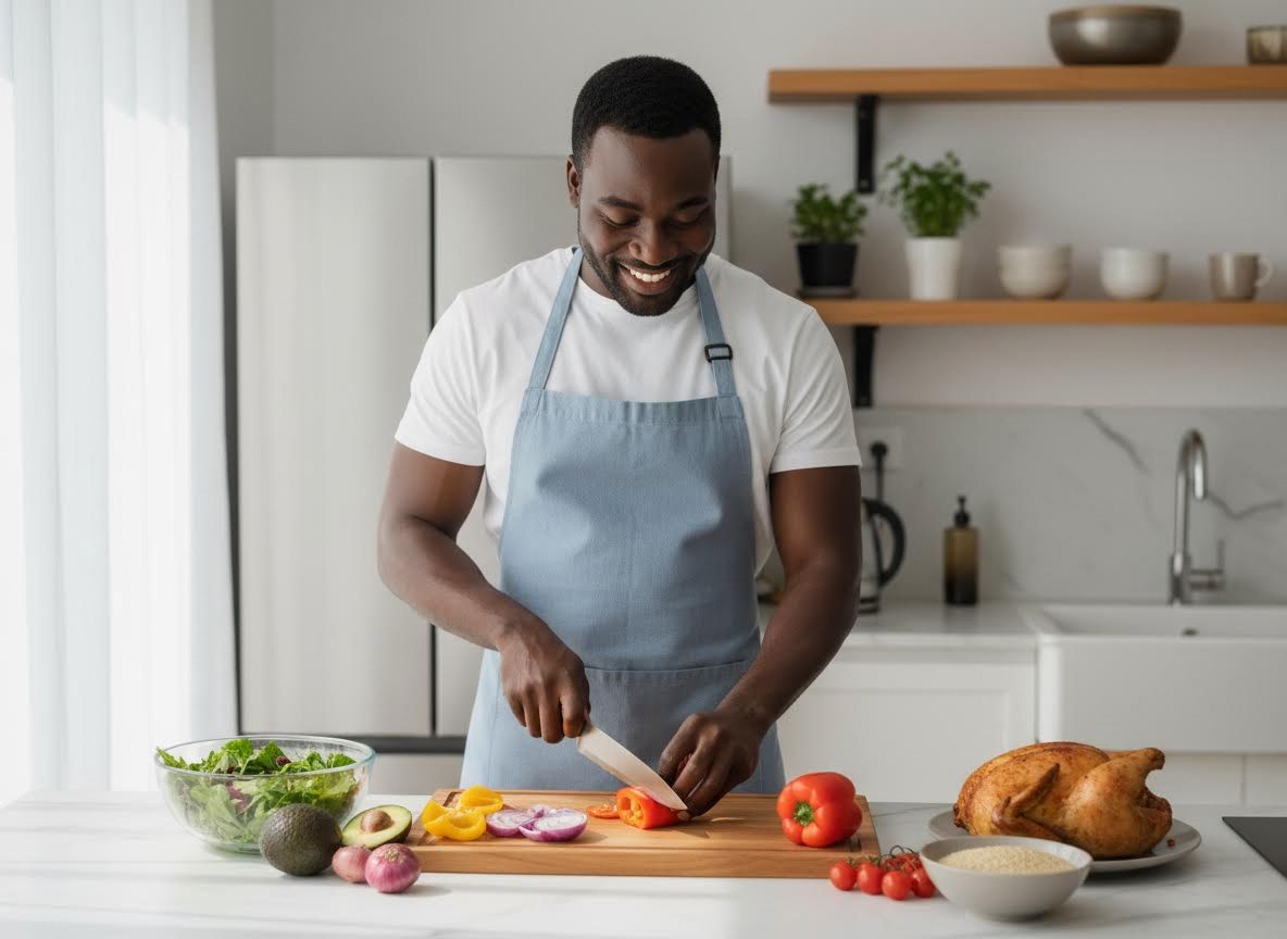 man making a healthy meal