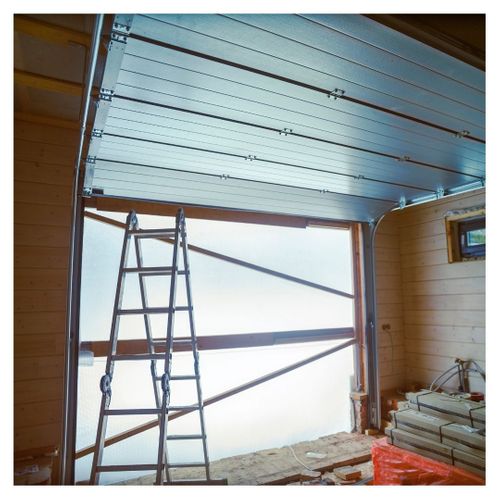 garage door with a ladder