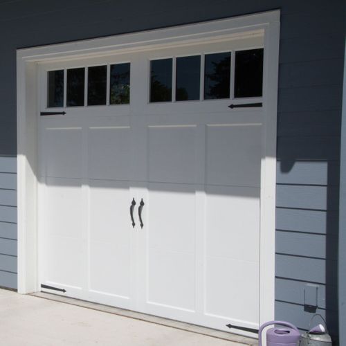 white garage door with windows 