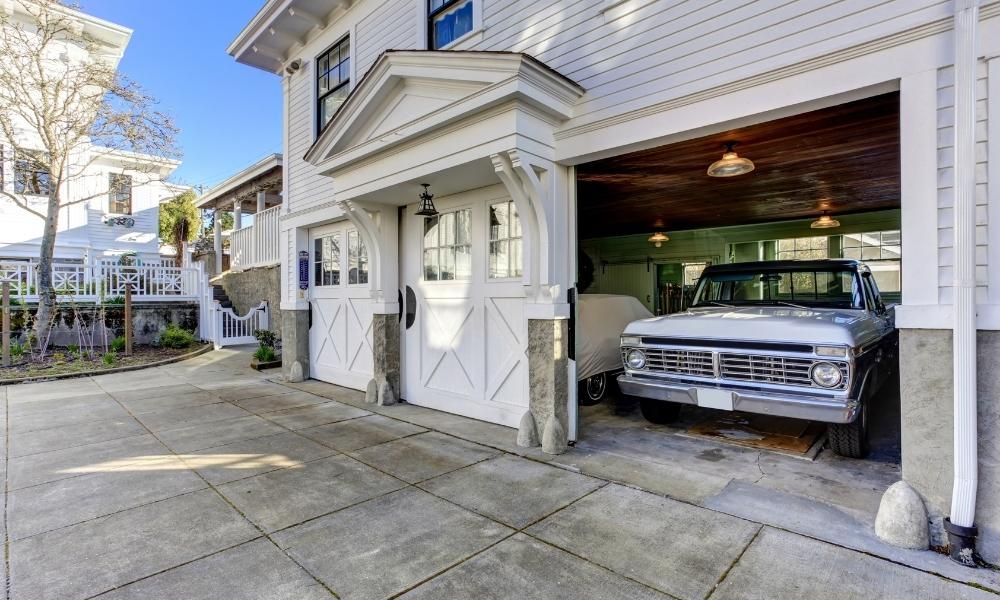 Classic truck in garage