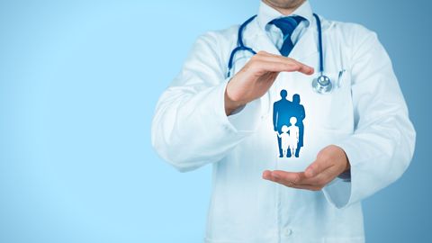 doctor with patient care in their hands