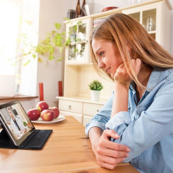 woman in telehealth appointment for mental health