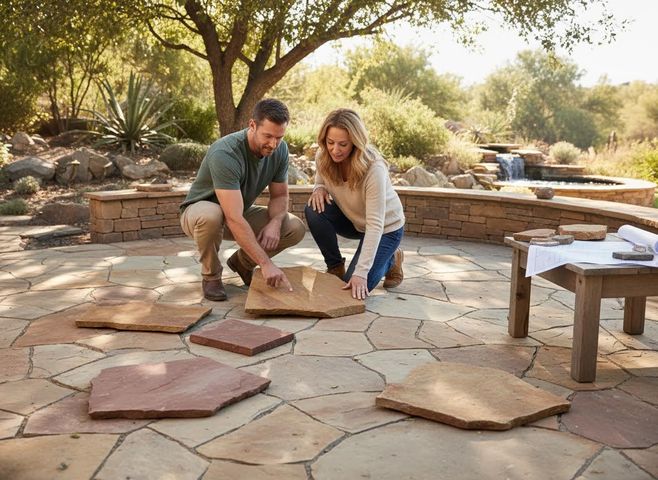 Couple Choosing Flagstone for Patio