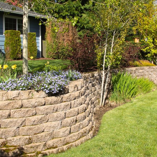 Tall retaining wall for garden