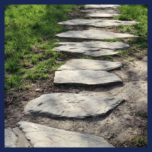 flagstone path in yard