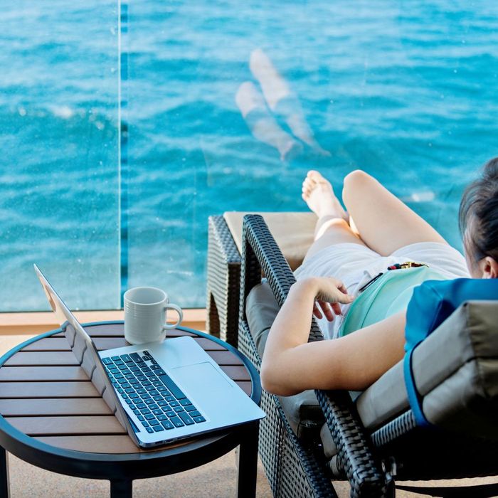 woman relaxing on cruise ship