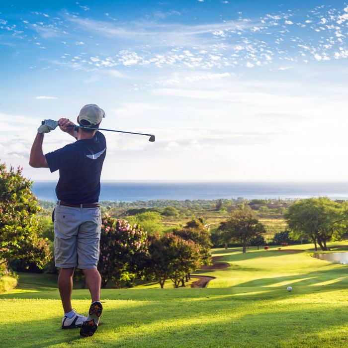 teeing off at exotic locale