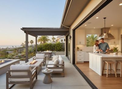 Modern Home with Indoor-Outdoor Kitchen and Ocean View Patio