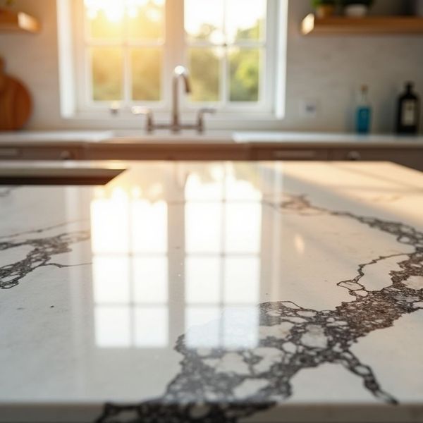 light from window reflecting off countertops 
