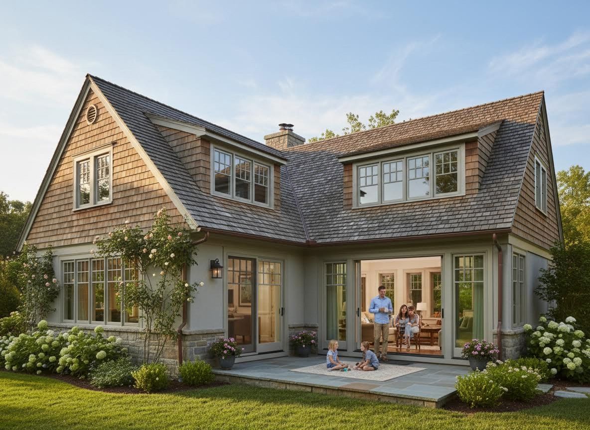 Family enjoying a beautiful home and patio