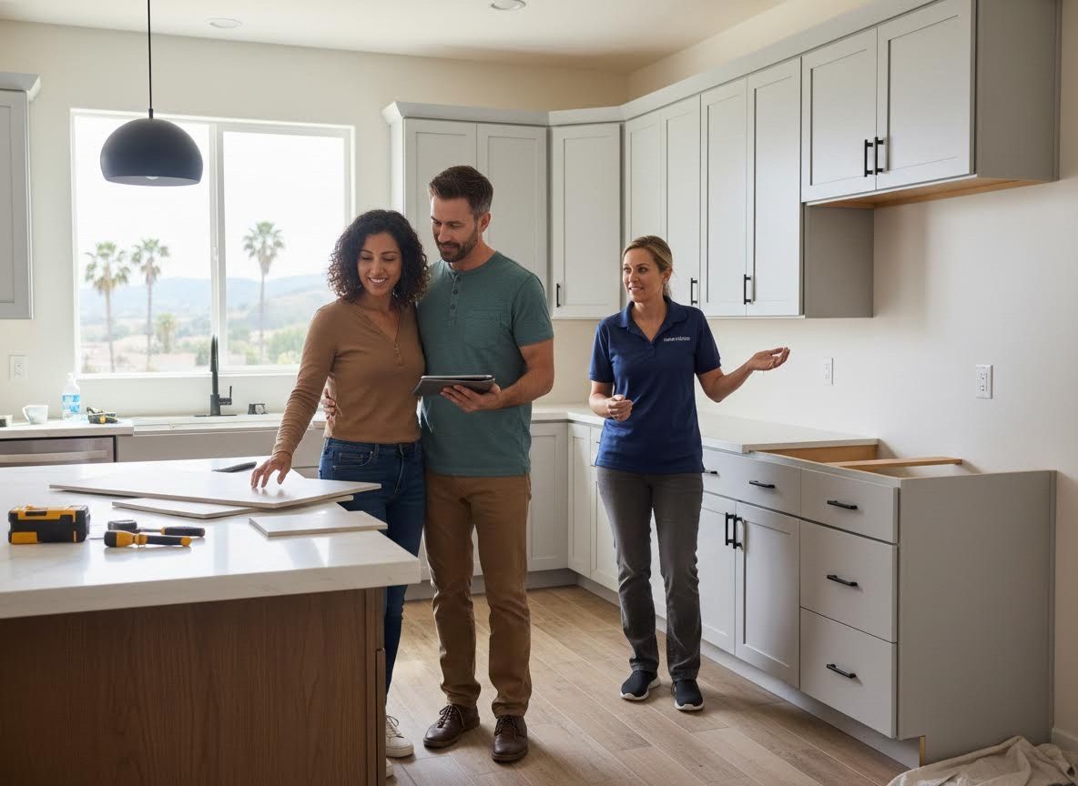 Couple and Designer Discussing Kitchen Renovation