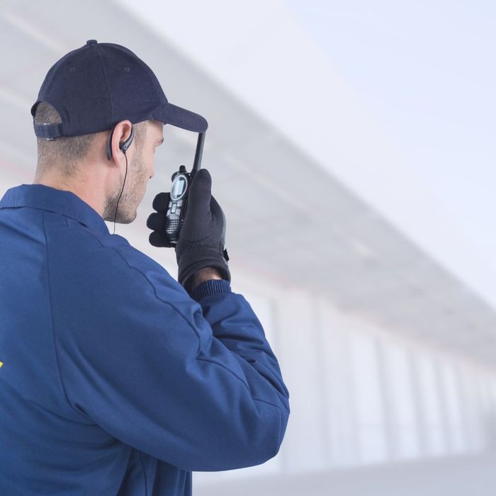 security officer outside warehouse