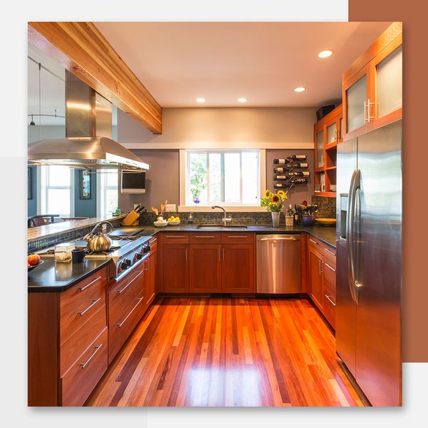 a pristine kitchen with shiny wood floors