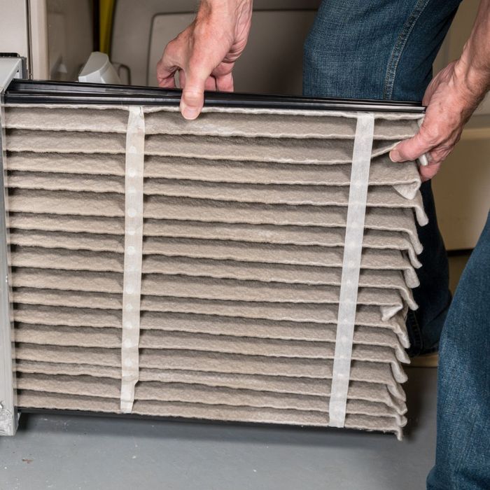 Person removed dirty air filter