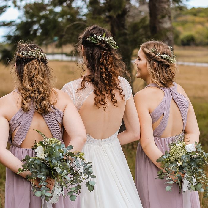 Bridesmaids with flower hairclips