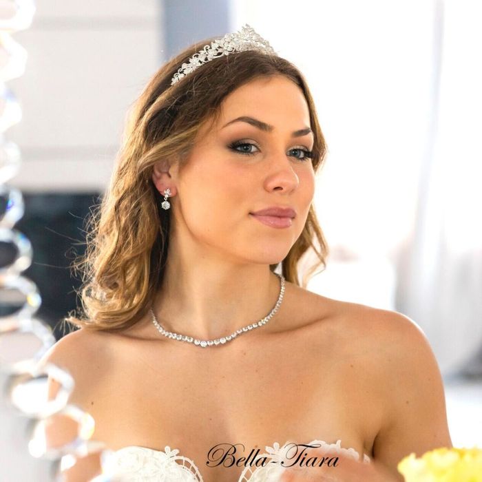 bride with pretty necklace and earrings
