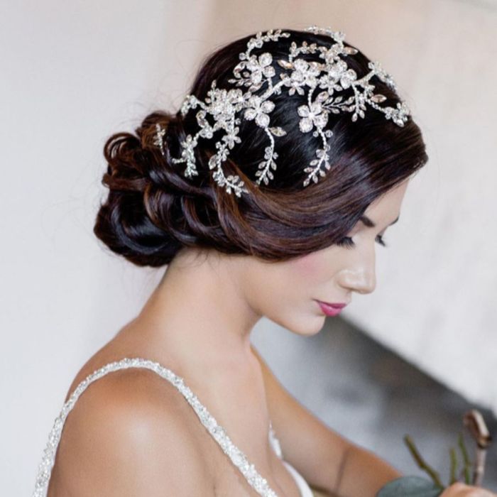 girl wearing wedding hair accessory girl wearing wedding hair accessory
