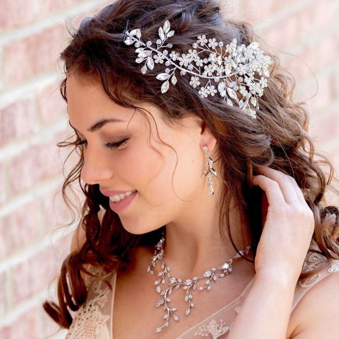 bride with an intricate hair piece