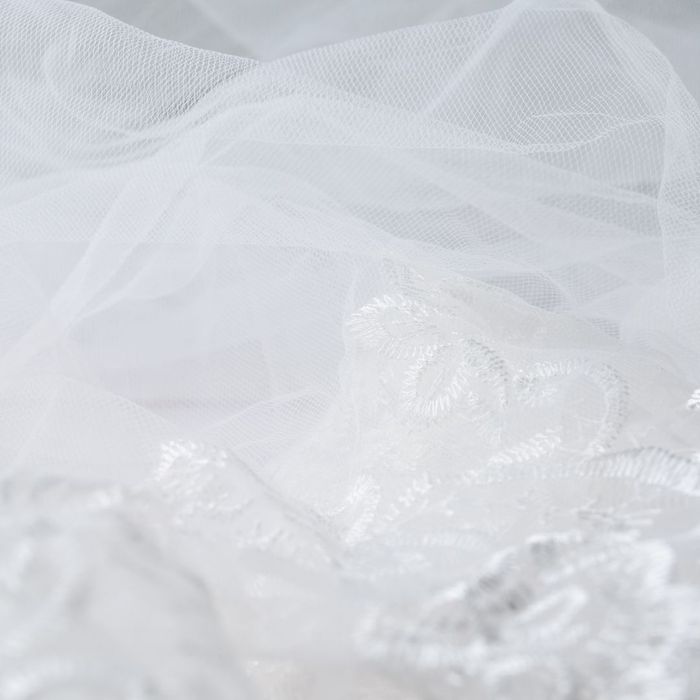 close-up of a bridal veil