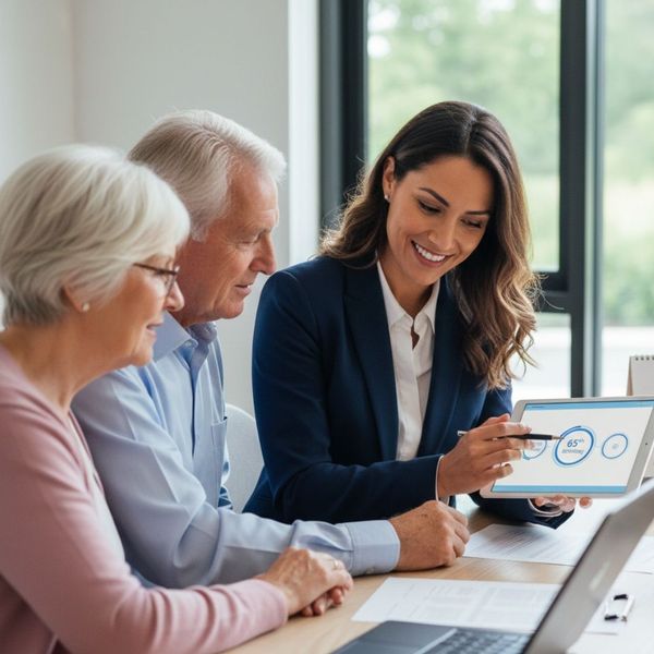 Medicare broker working with a senior couple