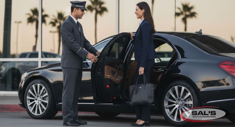 chauffeur opening a car door for an executive