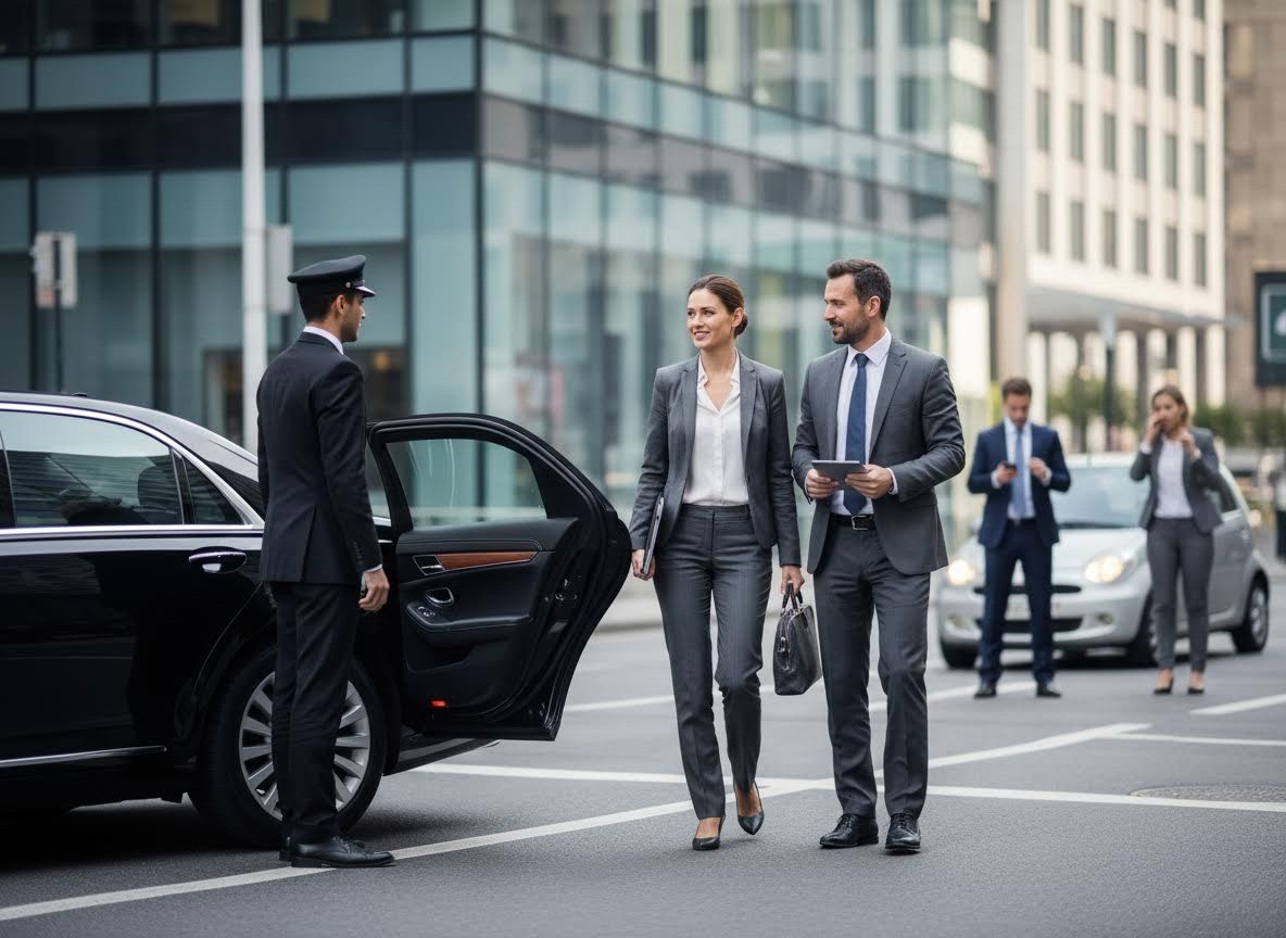 Business Professionals Using Chauffeur Service