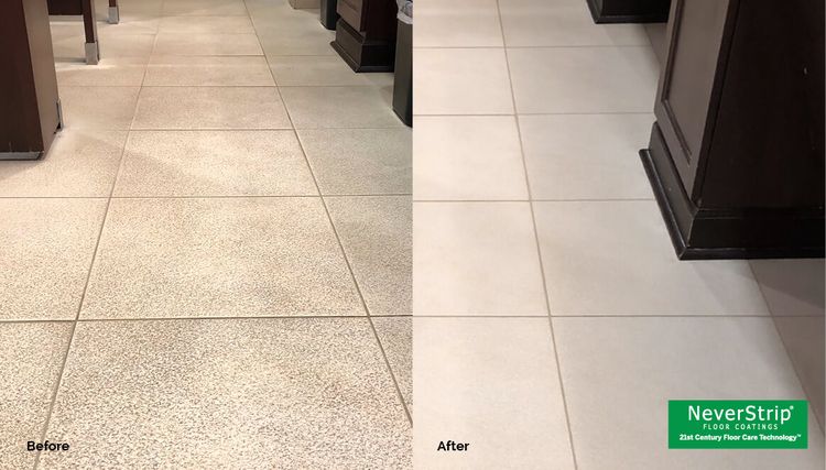 Textured Tile Floor Before and After Restoration | NeverStrip