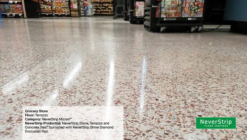 Polished grocery store terrazzo floor with NeverStrip