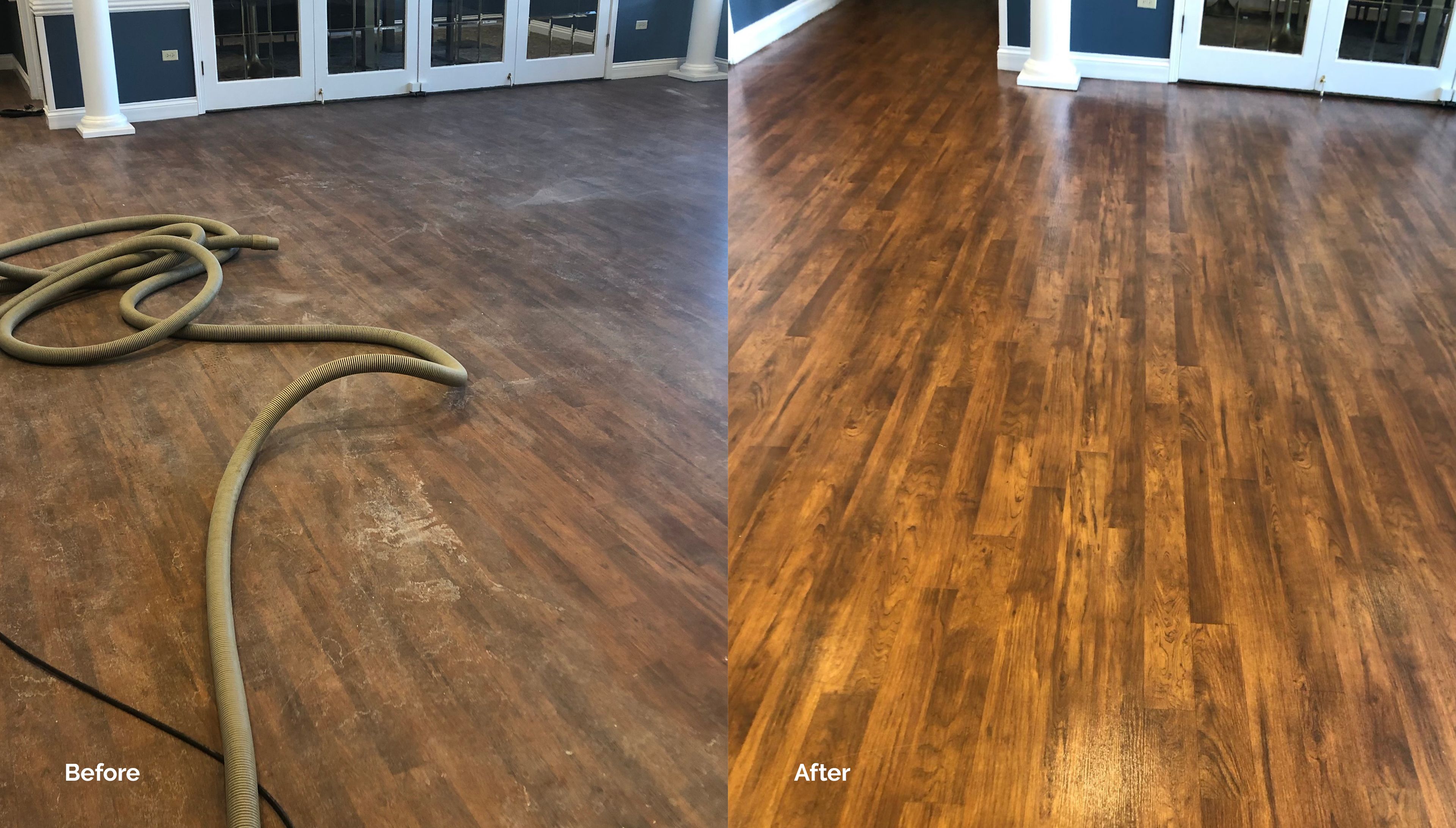 Before and after of micron floor sealer results