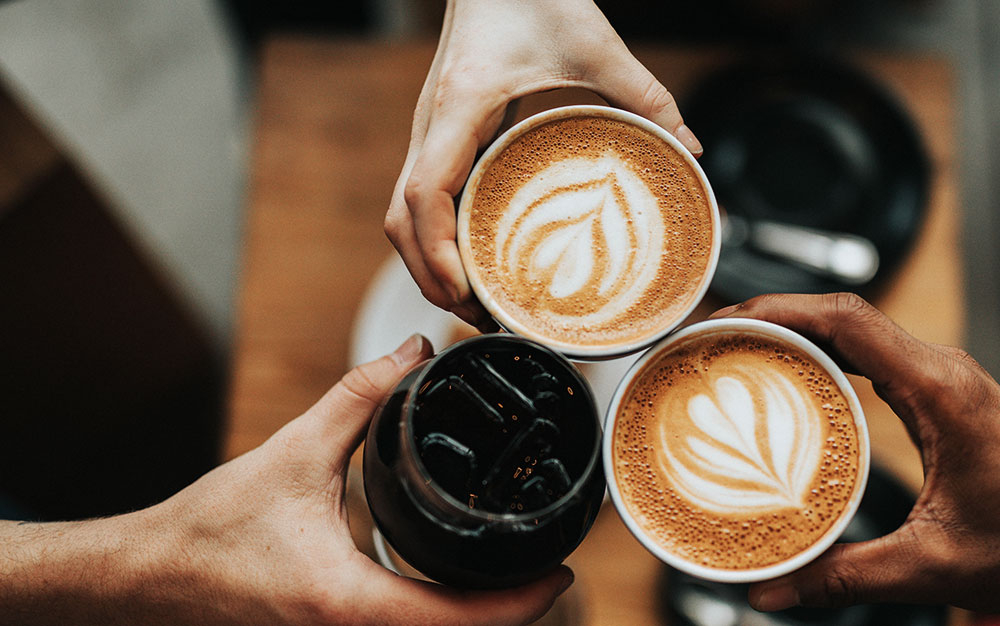 Cappuccinos with leaf designs 