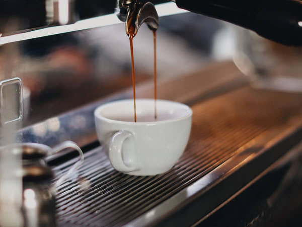 An espresso machine at a local coffee shop.