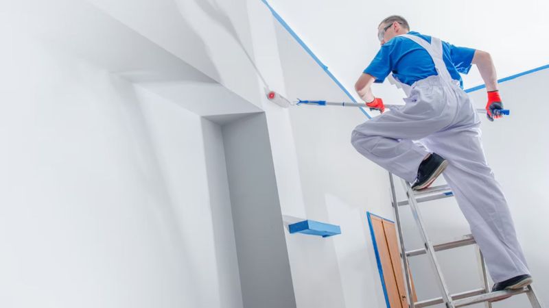 man painting house interior