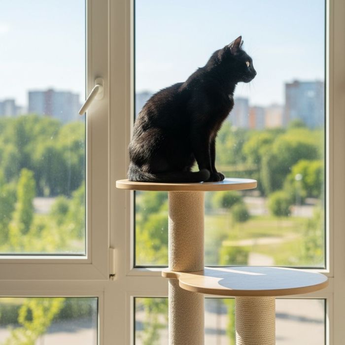 cat sitting on a cat tree cat sitting on a cat tree