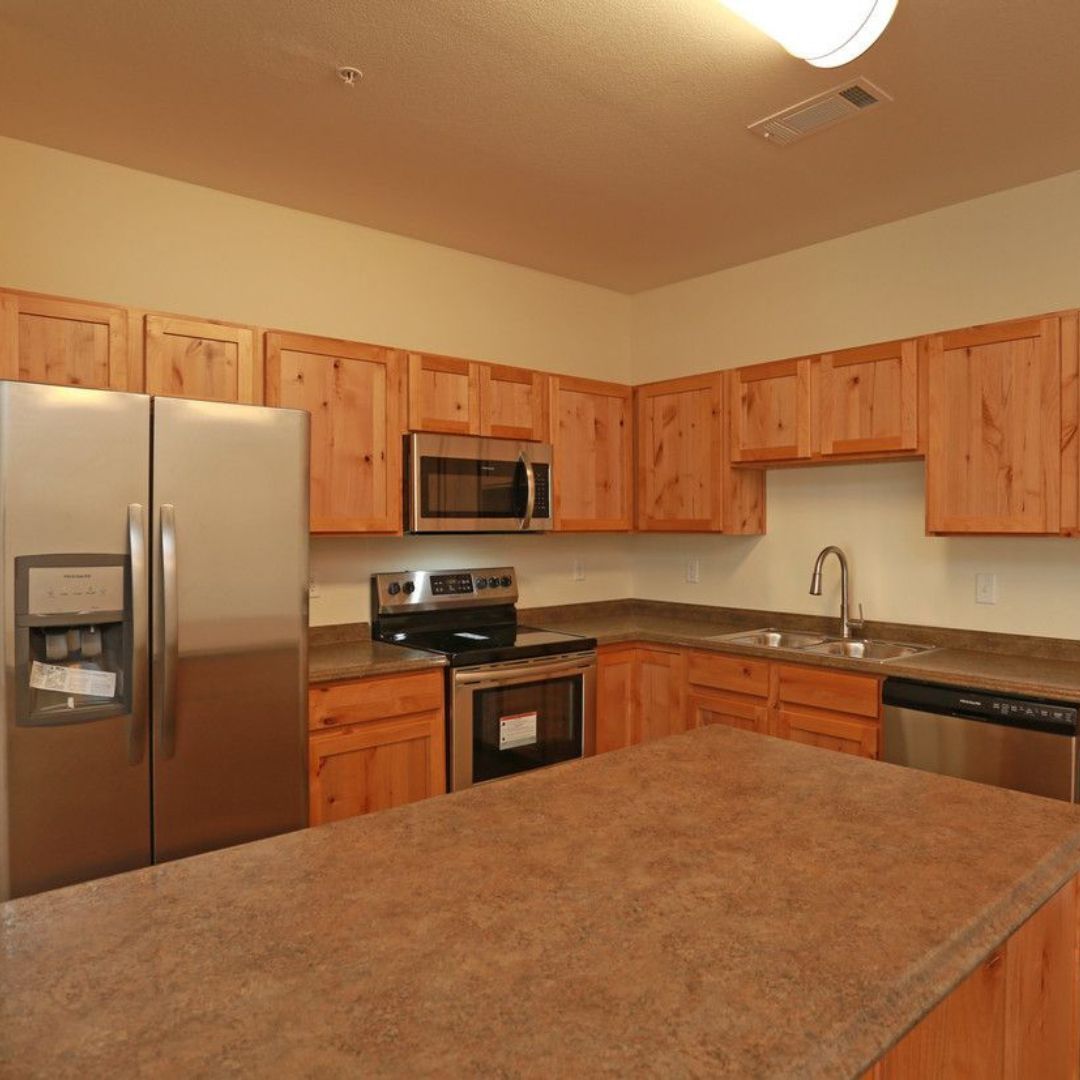 Open space kitchen from Fossil Ridge Apartments
