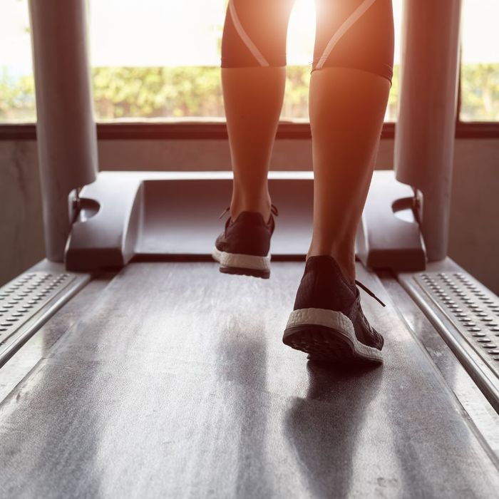 person running on a treadmill