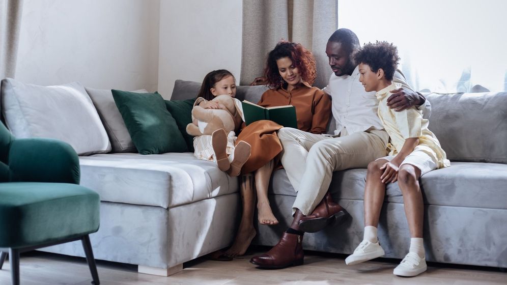 family on a couch