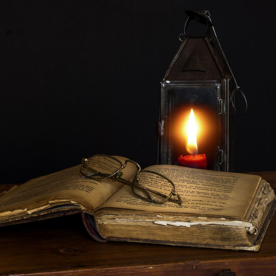 book and lantern