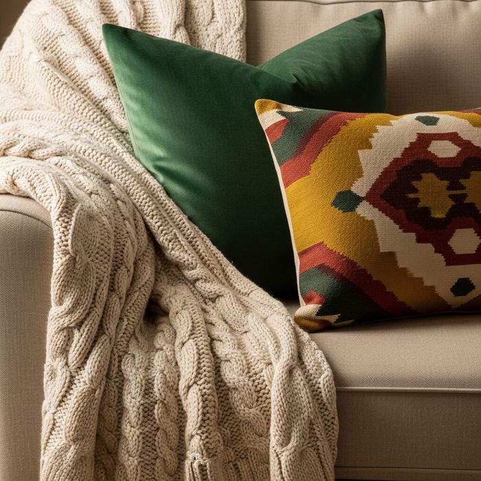 Close-up of cozy textiles