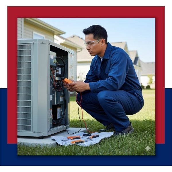 A professional male HVAC technician expertly inspecting an outdoor residential AC unit, symbolizing essential home comfort system service. A professional male HVAC technician expertly inspecting an outdoor residential AC unit, symbolizing essential home comfort system service.