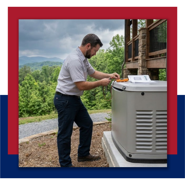 technican installing a whole-home generator