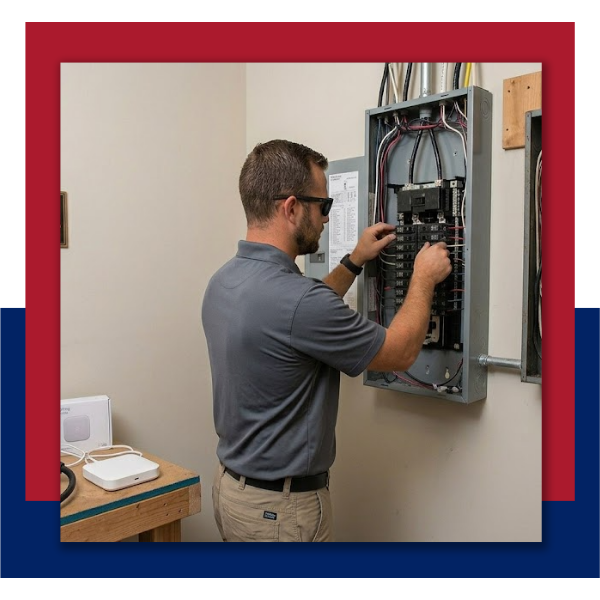 technician working on electrical panel 